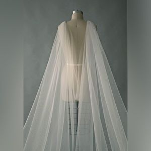 Cathedral Length Ivory Cape Veil - Wedding/bridal